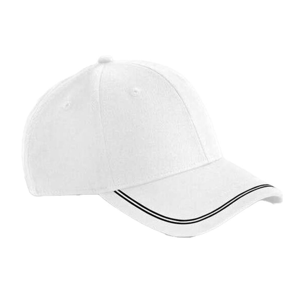 Beechfield Match Day Baseball Cap / White/Black